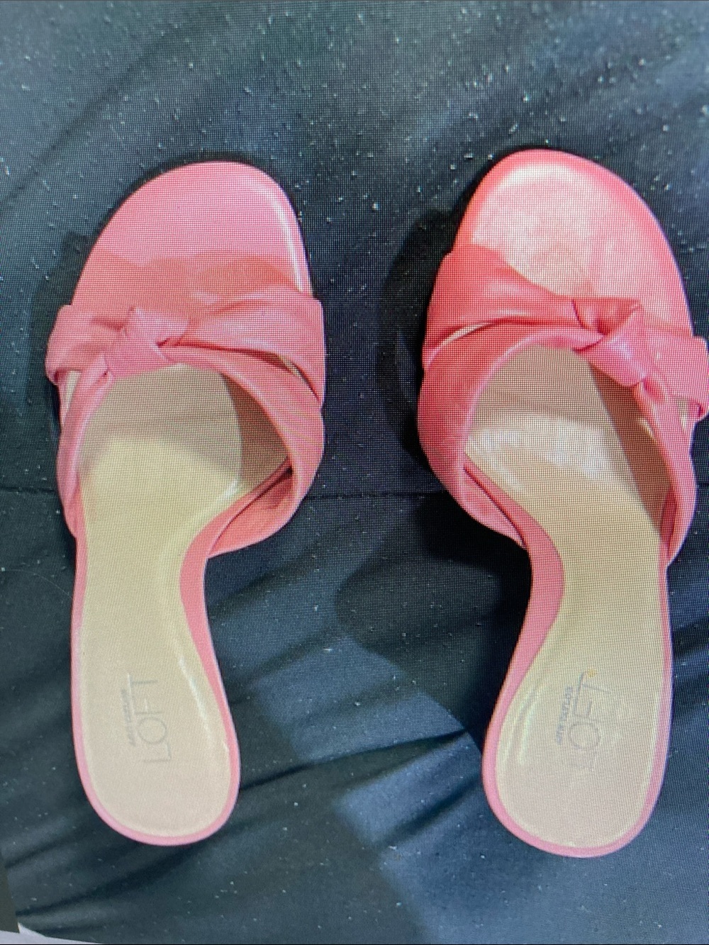 LOFT Coral Pink Knot-Front Slide Heels